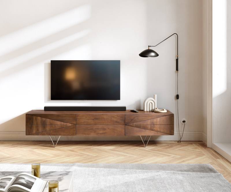 Design-Lowboard Wyatt 175 cm Akazie Braun 1 Klappe von DELIFE