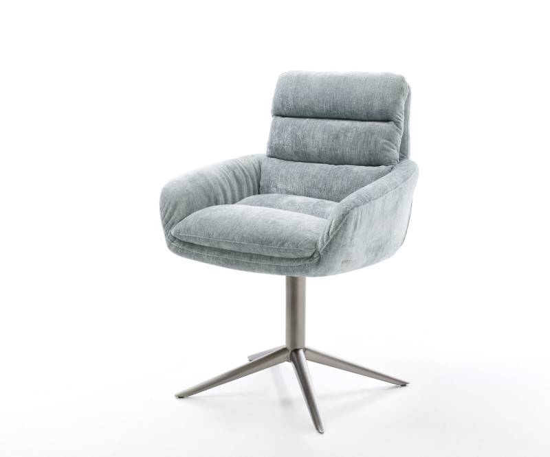 Drehstuhl Abelia-Flex mit Armlehnen Chenille Pastellblau Fußkreuz Graphit 360° drehbar Wippfunktion von DELIFE