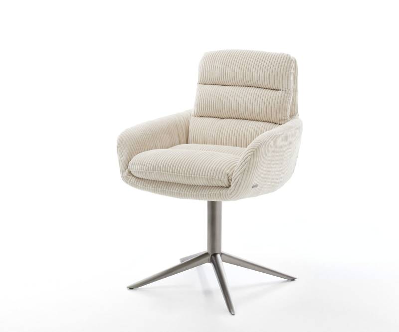 Drehstuhl Abelia-Flex mit Armlehnen Cord Beige Fußkreuz Graphit 360° drehbar Wippfunktion von DELIFE