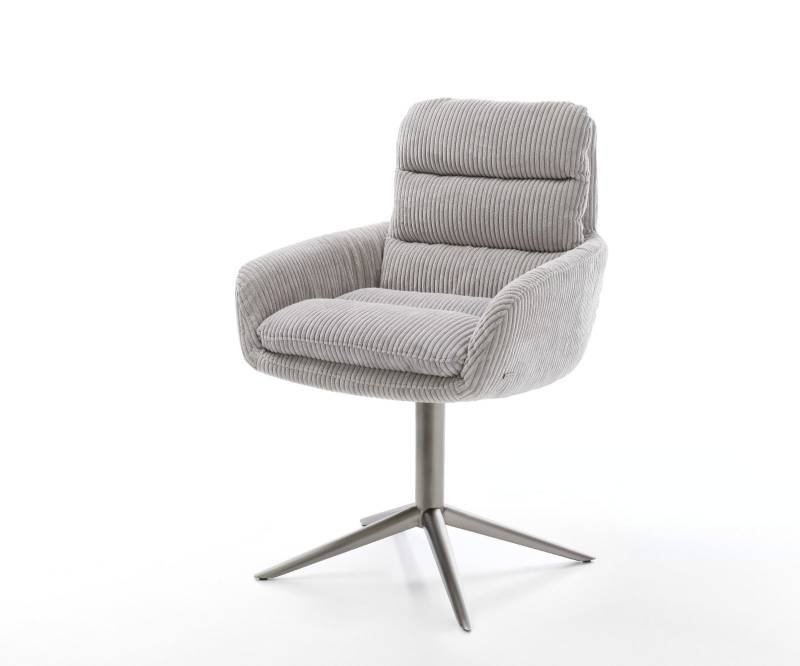 Drehstuhl Abelia-Flex mit Armlehnen Cord Silbergrau Fußkreuz Graphit 360° drehbar Wippfunktion von DELIFE