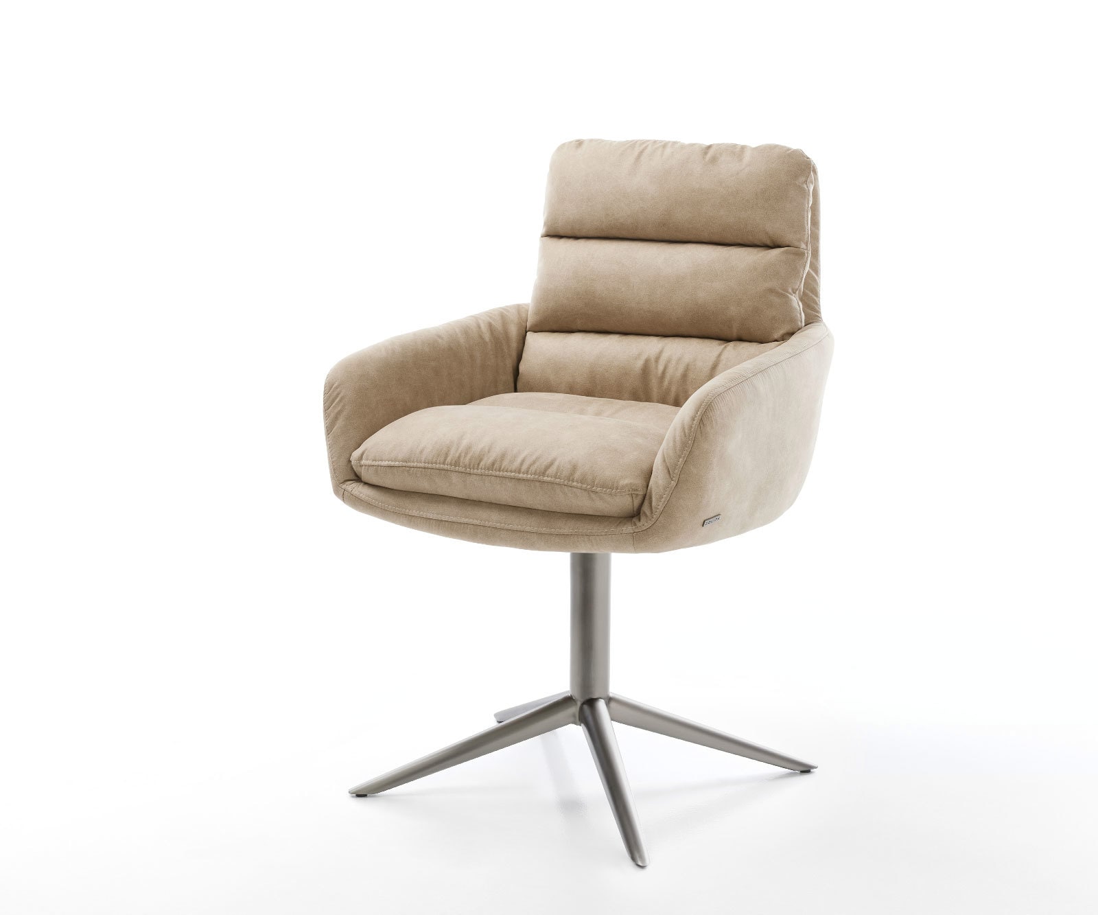 Drehstuhl Abelia-Flex mit Armlehnen Mikrofaser Beige Vintage Fußkreuz Graphit 360° drehbar Wippfunktion von DELIFE