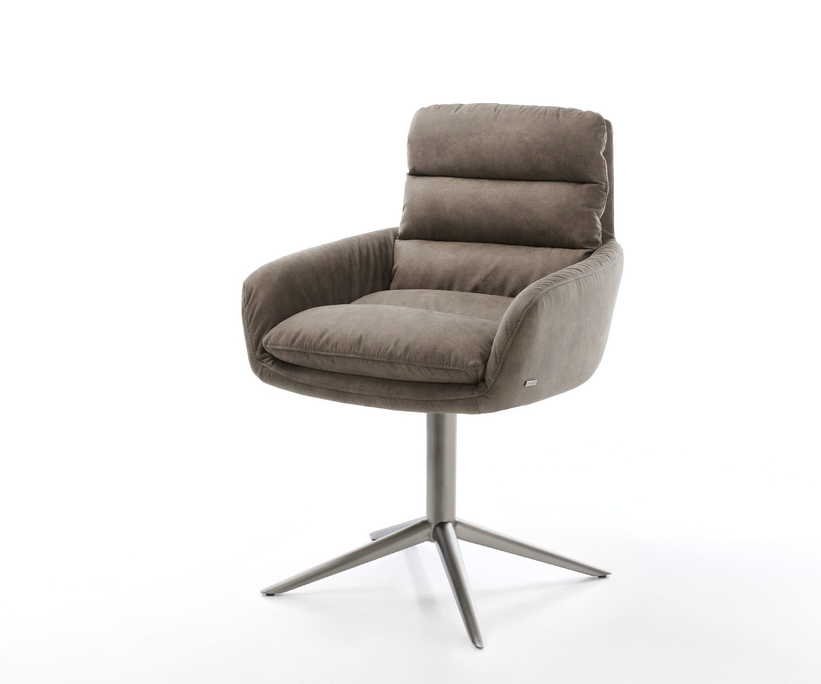 Drehstuhl Abelia-Flex mit Armlehnen Mikrofaser Taupe Vintage Fußkreuz Graphit 360° drehbar Wippfunktion von DELIFE