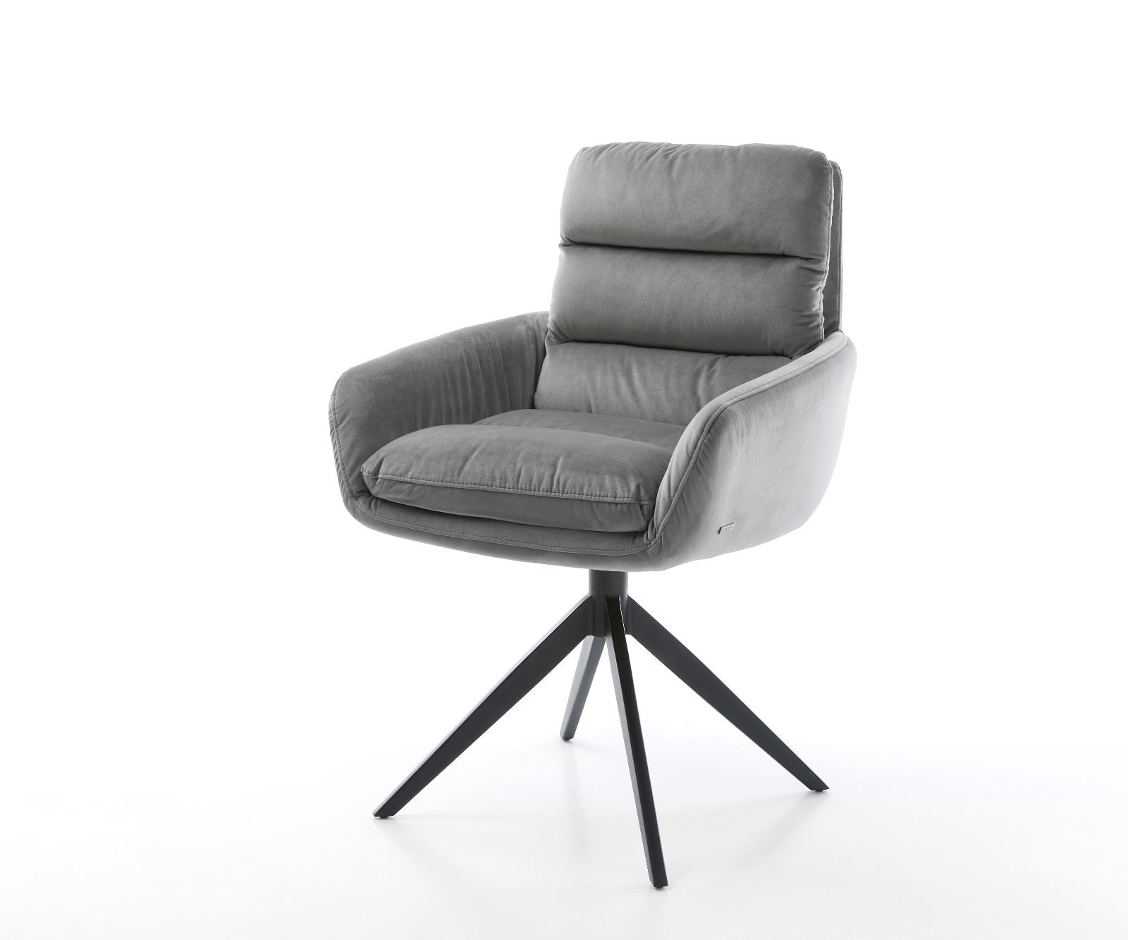 Drehstuhl Abelia-Flex mit Armlehnen Samt Grau Kreuzgestell breit Schwarz 360° drehbar Wippfunktion Drehstuhl Abelia-Flex mit Armlehnen Samt Grau Kreuzgestell breit Schwarz 360° drehbar Wippfunktion von DELIFE