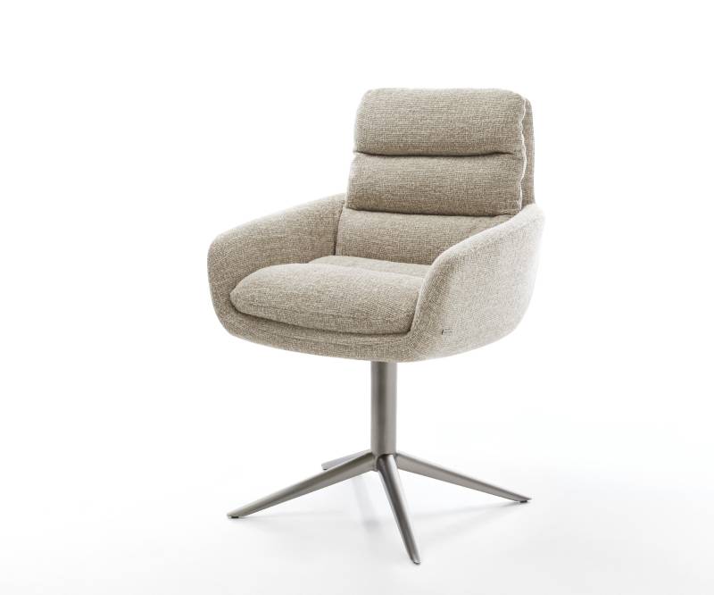Drehstuhl Abelia-Flex mit Armlehnen Webstoff Soft Beige Fußkreuz Graphit 360° drehbar Wippfunktion von DELIFE