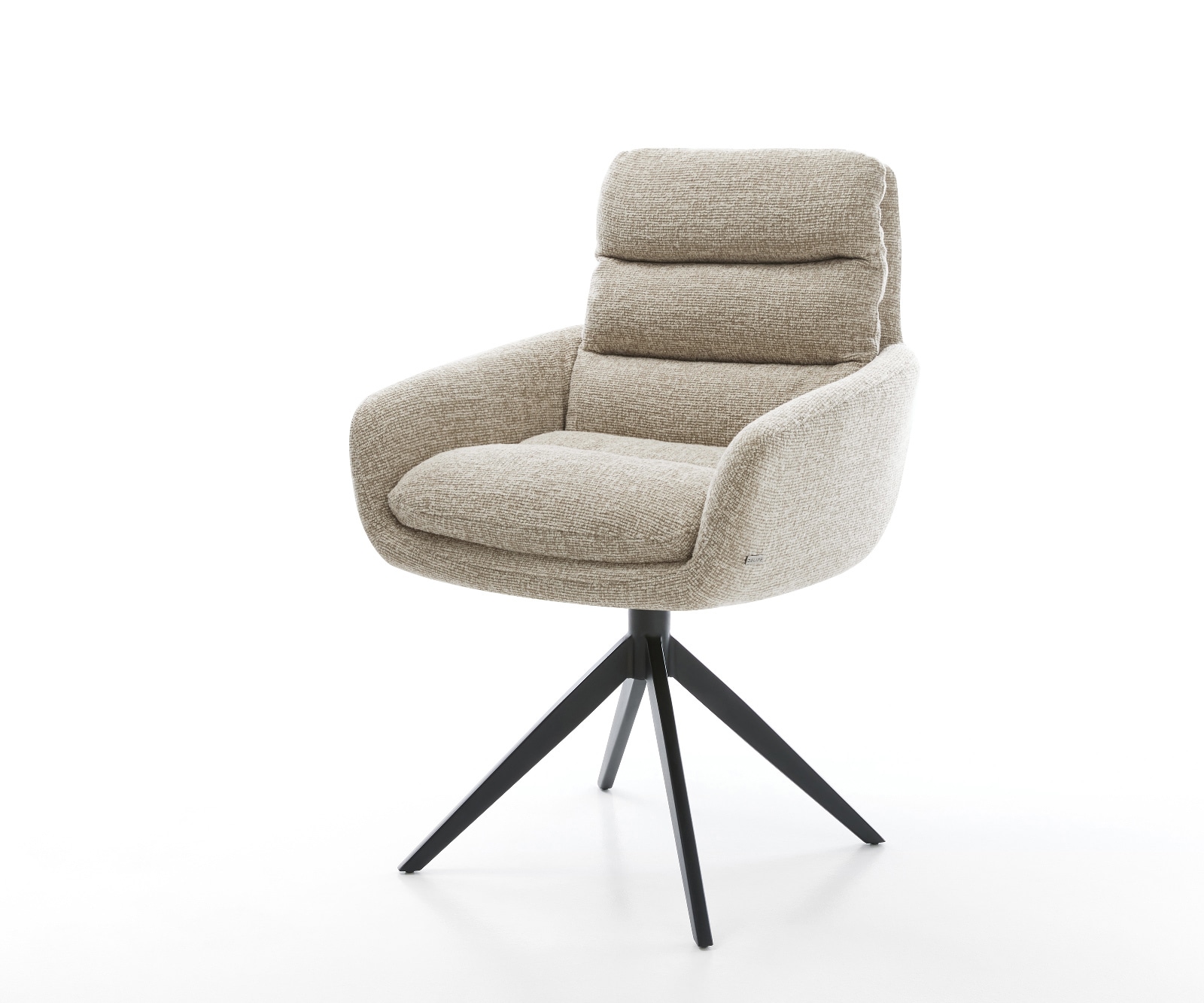 Drehstuhl Abelia-Flex mit Armlehnen Webstoff Soft Beige Kreuzgestell breit Schwarz 360° drehbar Wippfunktion Drehstuhl Abelia-Flex mit Armlehnen Webstoff Soft Beige Kreuzgestell breit Schwarz 360° drehbar Wippfunktion von DELIFE