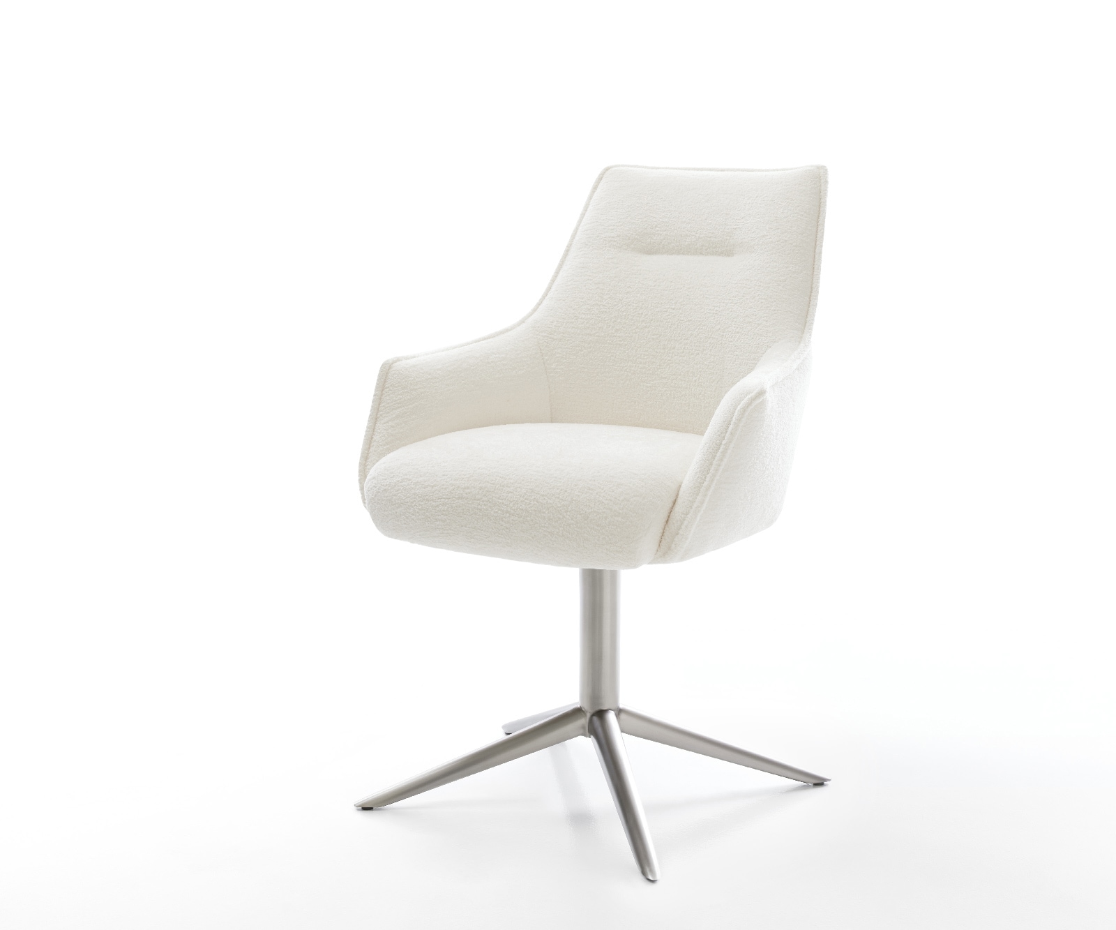 Drehstuhl Alja-Flex mit Armlehnen Bouclé Soft Beige Fußkreuz Edelstahl 360° drehbar Wippfunktion Taschenfederkern Drehstuhl Alja-Flex mit Armlehnen Bouclé Soft Beige Fußkreuz Edelstahl 360° drehbar Wippfunktion Taschenfederkern von DELIFE