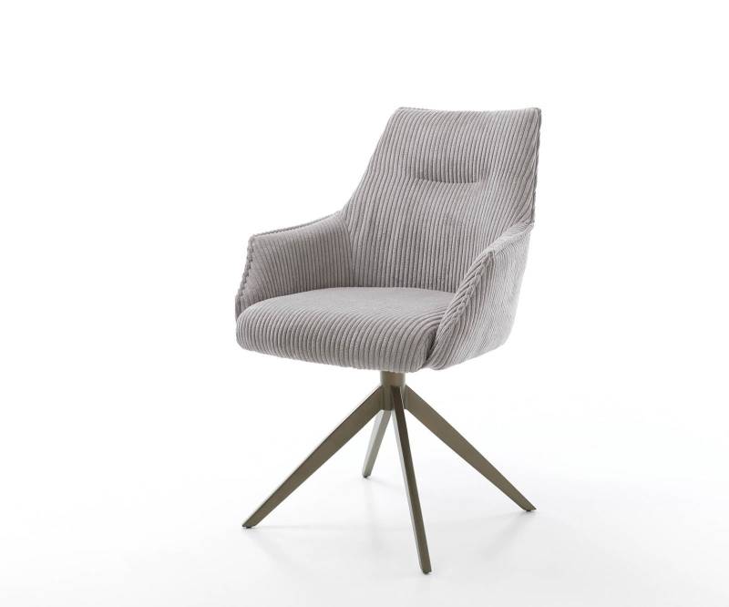 Drehstuhl Alja-Flex mit Armlehnen Cord Silbergrau Kreuzgestell breit Effektfinish Titan 360° drehbar Taschenfederkern von DELIFE