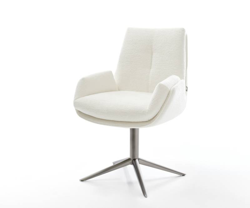 Drehstuhl Clea-Flex Bouclé Soft Beige Fußkreuz Graphit 360° drehbar Wippfunktion von DELIFE