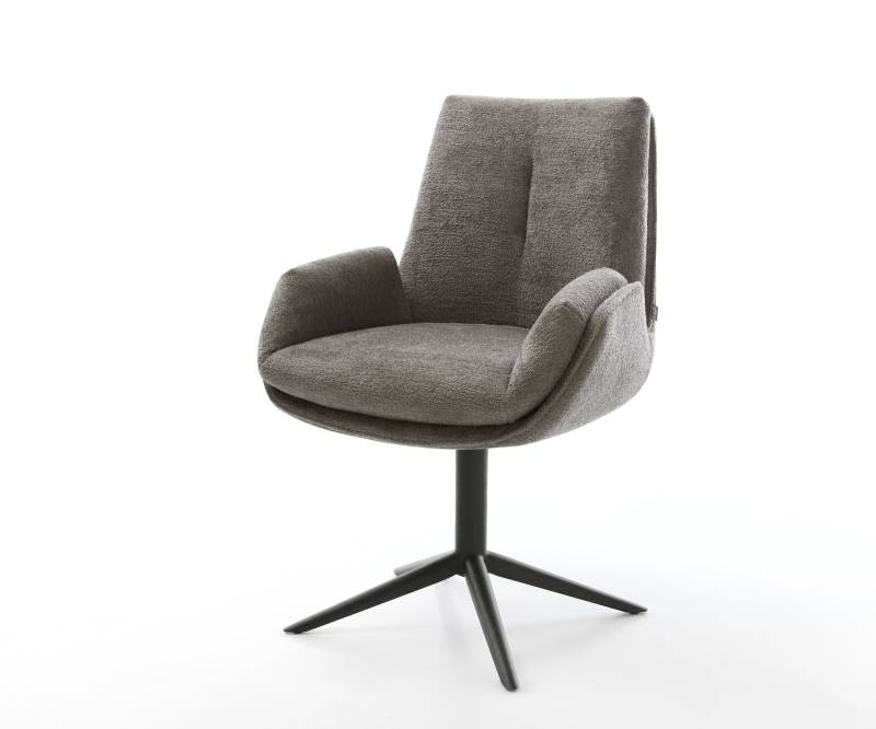 Drehstuhl Clea-Flex Bouclé Soft Schlamm Fußkreuz Schwarz 360° drehbar Wippfunktion von DELIFE