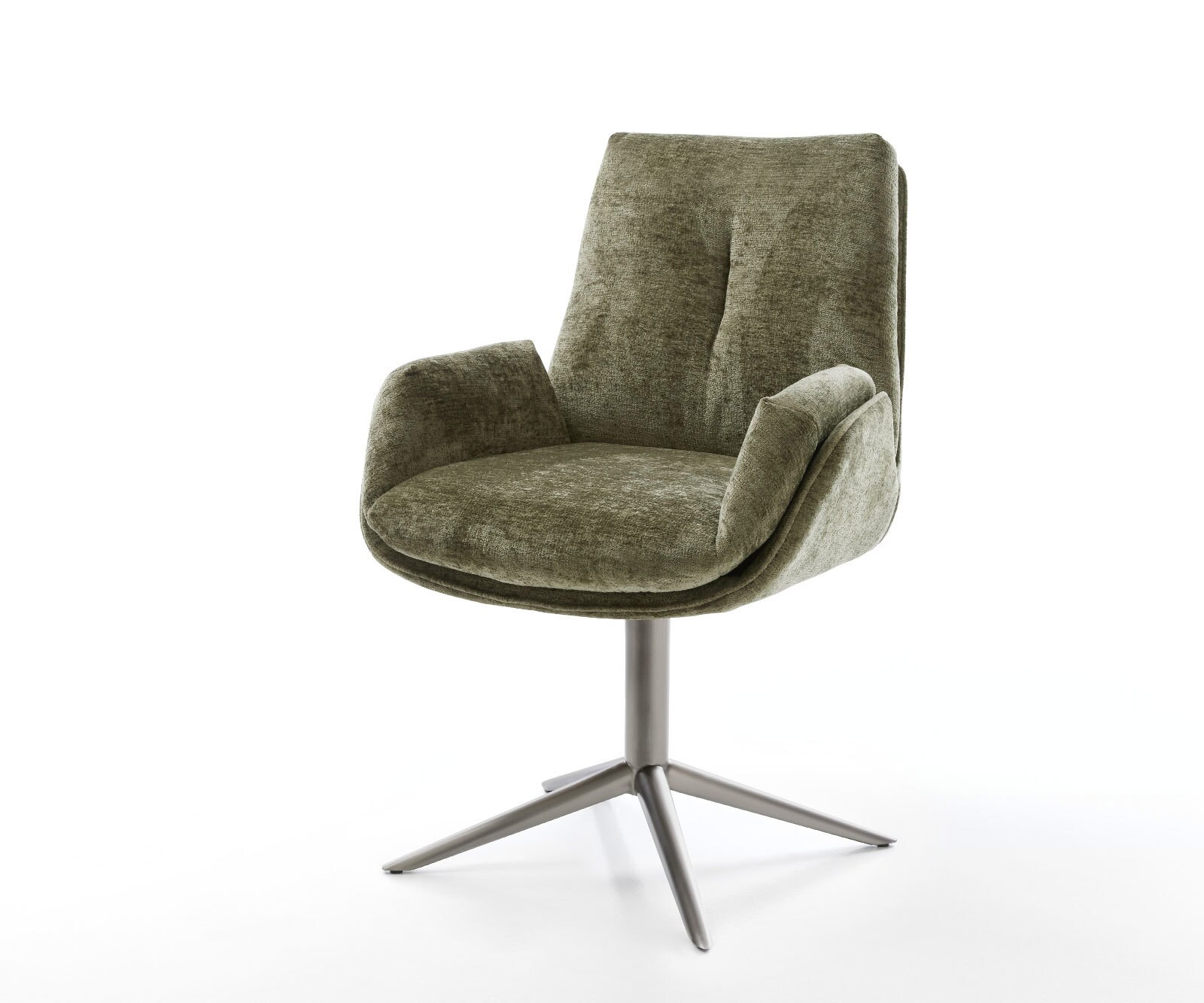 Drehstuhl Clea-Flex Chenille Olive Fußkreuz Graphit 360° drehbar Wippfunktion von DELIFE