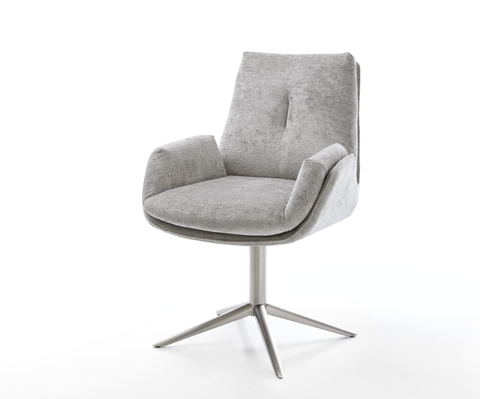 Drehstuhl Clea-Flex Chenille Silbergrau Fußkreuz Edelstahl 360° drehbar Wippfunktion Drehstuhl Clea-Flex Chenille Silbergrau Fußkreuz Edelstahl 360° drehbar Wippfunktion von DELIFE