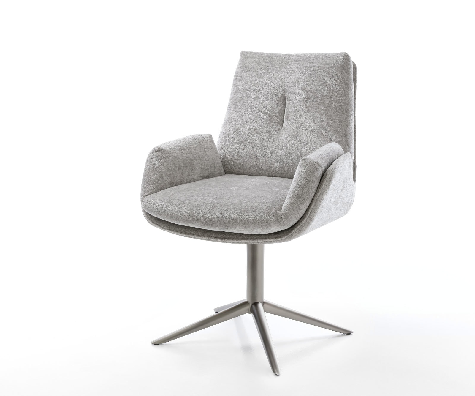 Drehstuhl Clea-Flex Chenille Silbergrau Fußkreuz Graphit 360° drehbar Wippfunktion von DELIFE