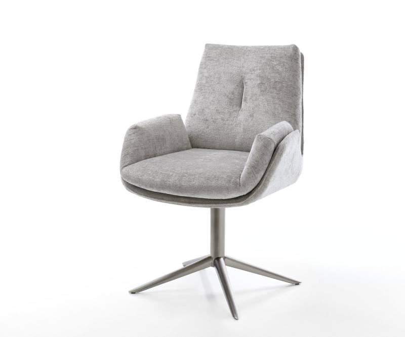 Drehstuhl Clea-Flex Chenille Silbergrau Fußkreuz Graphit 360° drehbar Wippfunktion von DELIFE