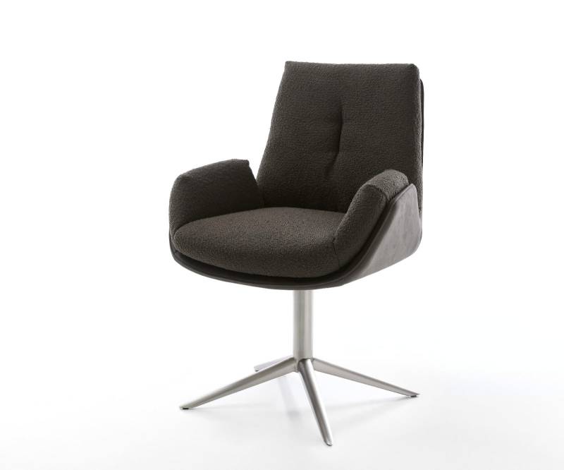 Drehstuhl Clea-Flex Materialmix Schwarz Fußkreuz Edelstahl 360° drehbar Wippfunktion von DELIFE
