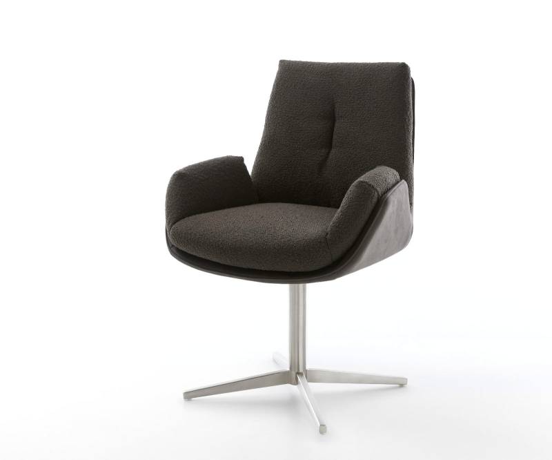 Drehstuhl Clea-Flex Materialmix Schwarz Fußkreuz Edelstahl 360° drehbar von DELIFE