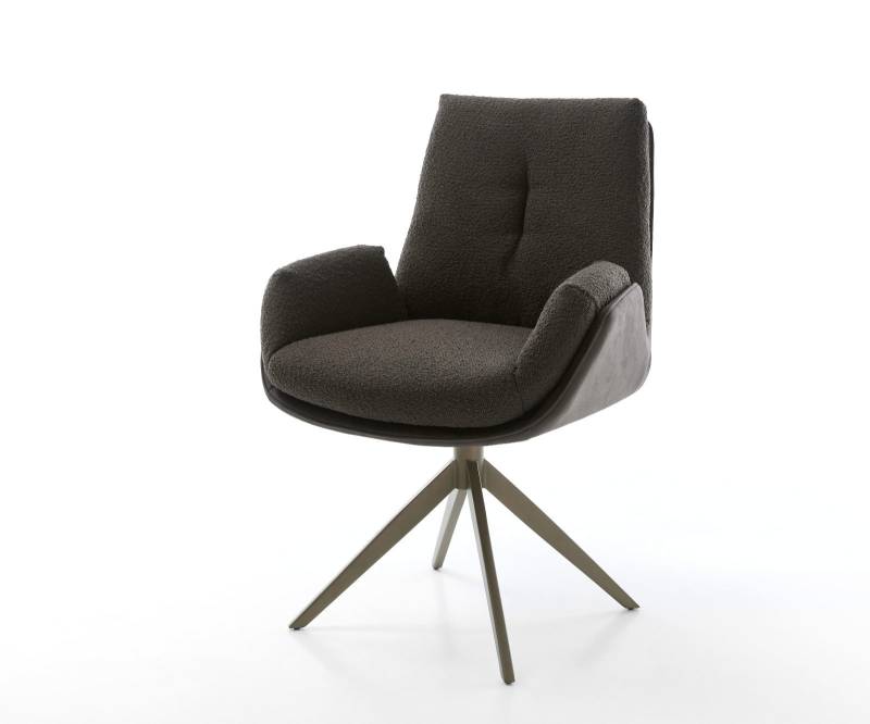 Drehstuhl Clea-Flex Materialmix Schwarz Kreuzgestell breit Effektfinish Titan 360° drehbar Wippfunktion von DELIFE