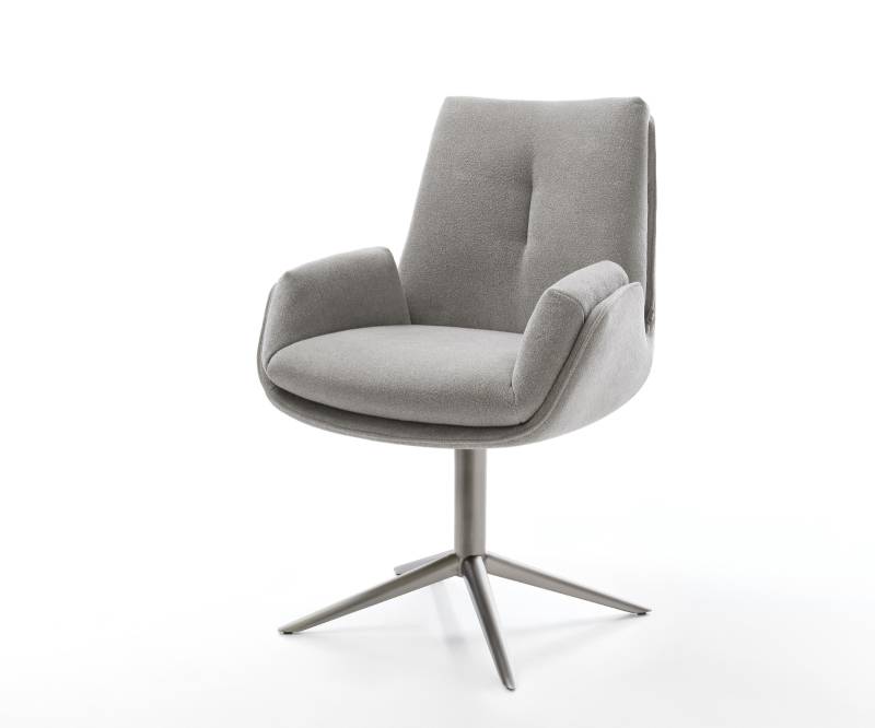 Drehstuhl Clea-Flex Strukturstoff Soft Grau Fußkreuz Graphit 360° drehbar Wippfunktion von DELIFE