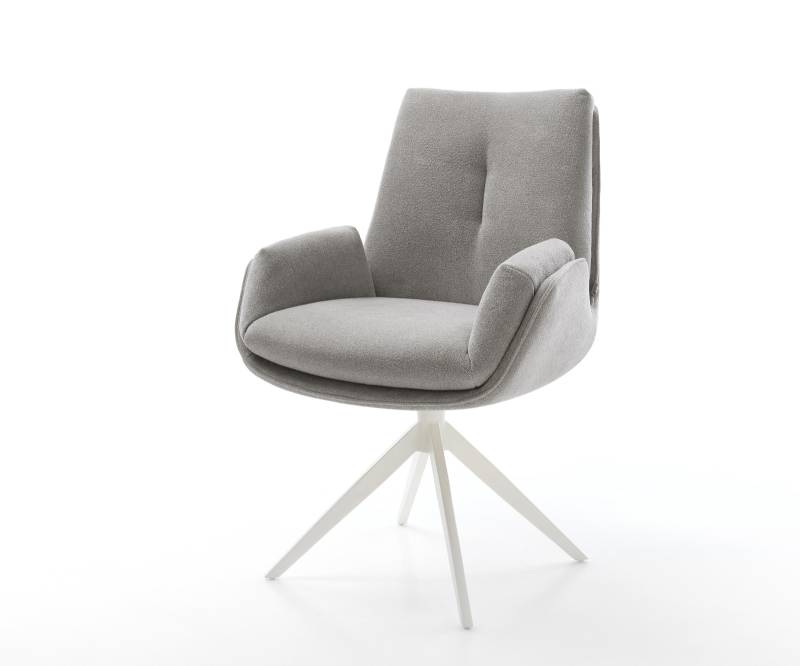 Drehstuhl Clea-Flex Strukturstoff Soft Grau Kreuzgestell breit Weiß 360° drehbar Wippfunktion Drehstuhl Clea-Flex Strukturstoff Soft Grau Kreuzgestell breit Weiß 360° drehbar Wippfunktion von DELIFE