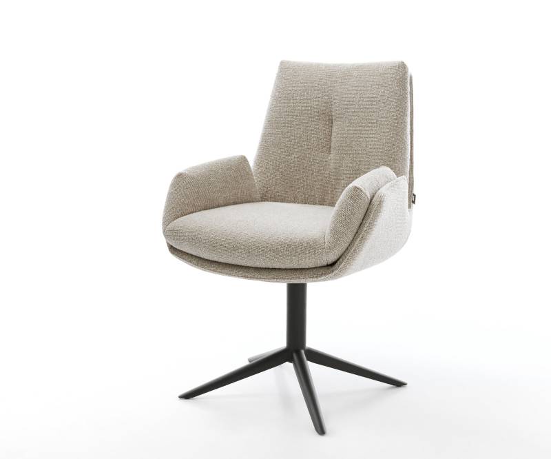 Drehstuhl Clea-Flex Webstoff Soft Beige Fußkreuz Schwarz 360° drehbar Wippfunktion von DELIFE