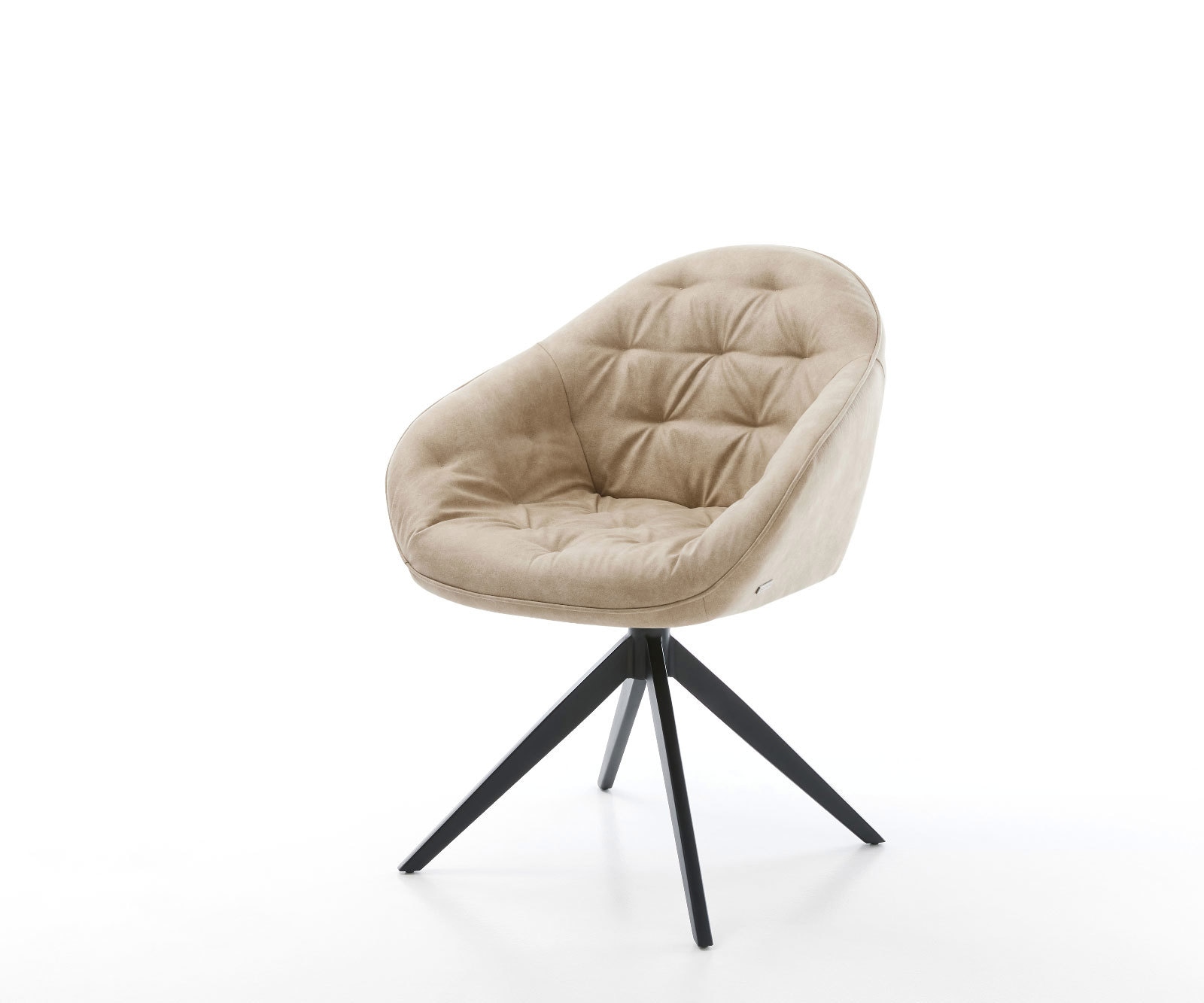 Drehstuhl Gaio-Flex Mikrofaser Beige Vintage Kreuzgestell breit Schwarz 360° drehbar Wippfunktion von DELIFE