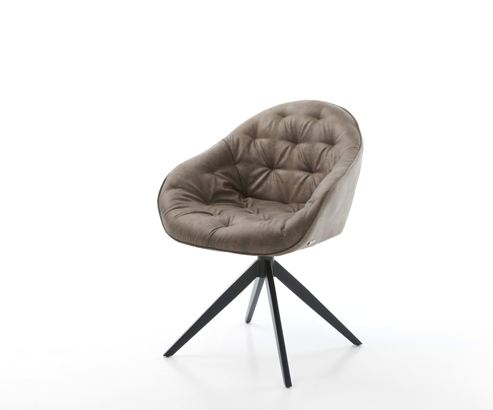 Drehstuhl Gaio-Flex Mikrofaser Taupe Vintage Kreuzgestell breit Schwarz 360° drehbar Wippfunktion von DELIFE
