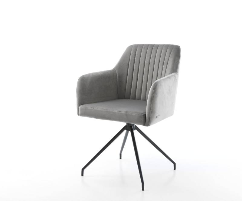 Drehstuhl Greg-Flex Samt Grau Kreuzgestell konisch Schwarz 180° drehbar Drehstuhl Greg-Flex Samt Grau Kreuzgestell konisch Schwarz 180° drehbar von DELIFE