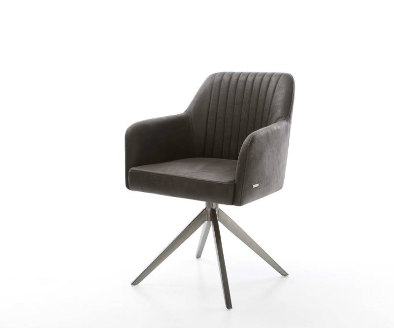 Drehstuhl Greg-Flex Mikrofaser Anthrazit Vintage Kreuzgestell breit Graphit 360° drehbar Wippfunktion Taschenfederkern von DELIFE