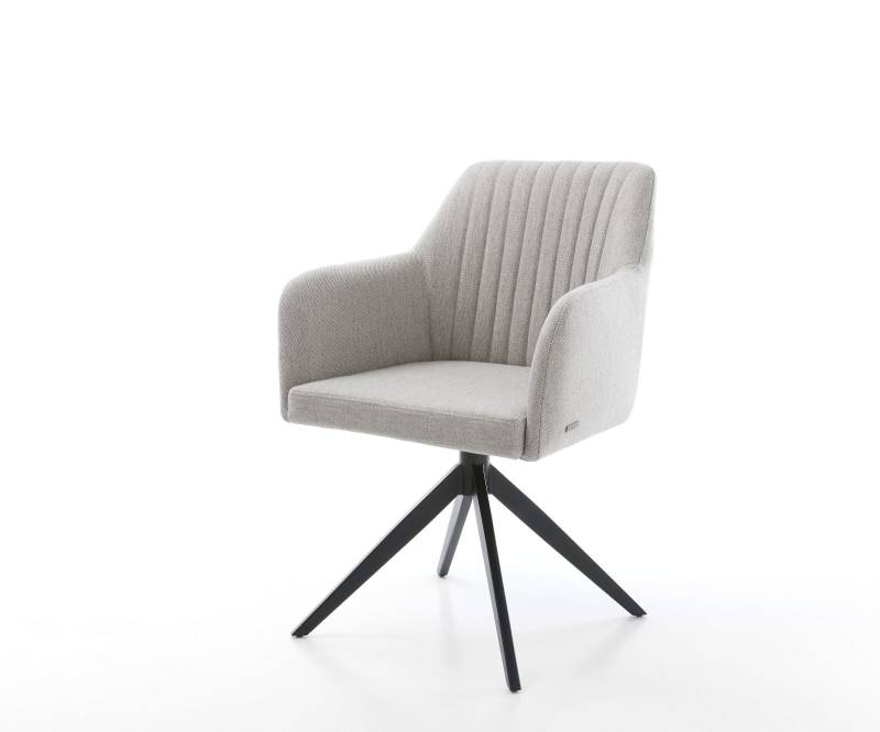 Drehstuhl Greg-Flex Stripes Hellgrau Kreuzgestell breit Schwarz 360° drehbar Wippfunktion von DELIFE