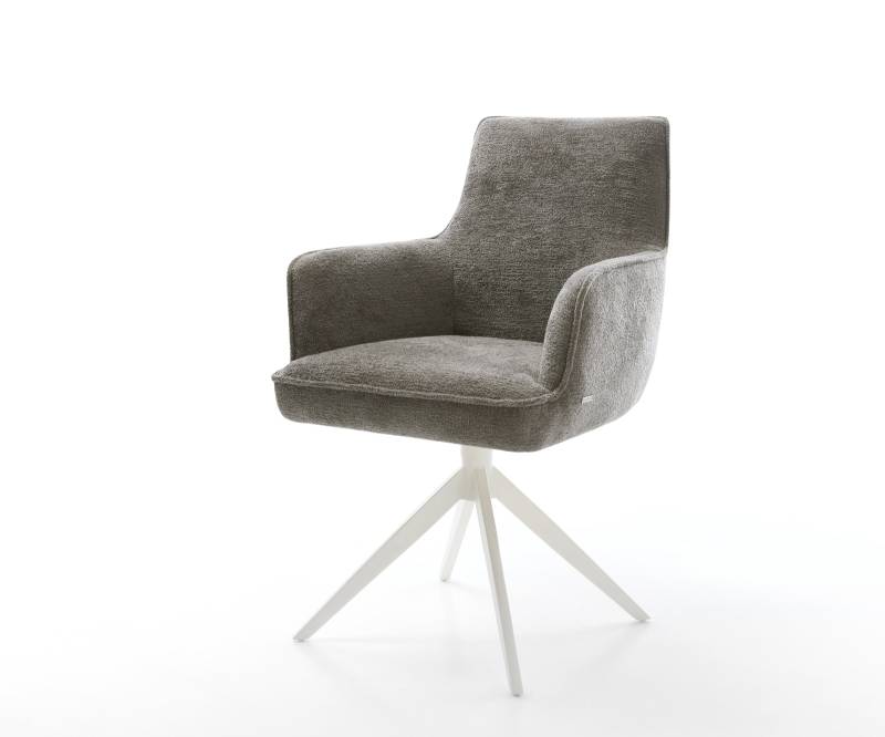 Drehstuhl Heira-Flex mit Armlehnen Bouclé Soft Schlamm Kreuzgestell breit Weiß 360° drehbar Wippfunktion Taschenfederkern Drehstuhl Heira-Flex mit Armlehnen Bouclé Soft Schlamm Kreuzgestell breit Weiß 360° drehbar Wippfunktion Taschenfederkern von DELIFE