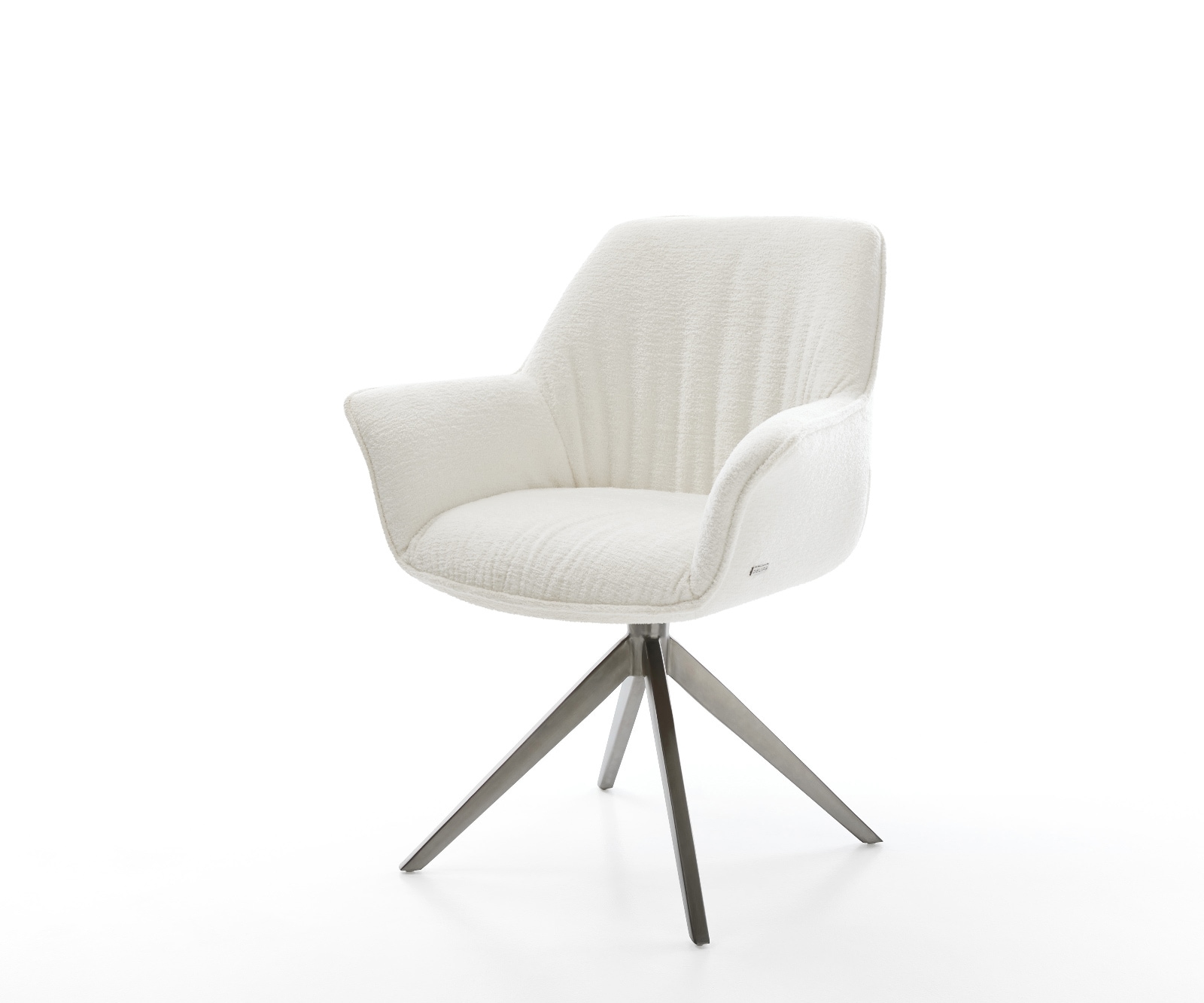 Drehstuhl Keila-Flex mit Armlehnen Bouclé Soft Beige Kreuzgestell breit Graphit 360° drehbar Wippfunktion von DELIFE