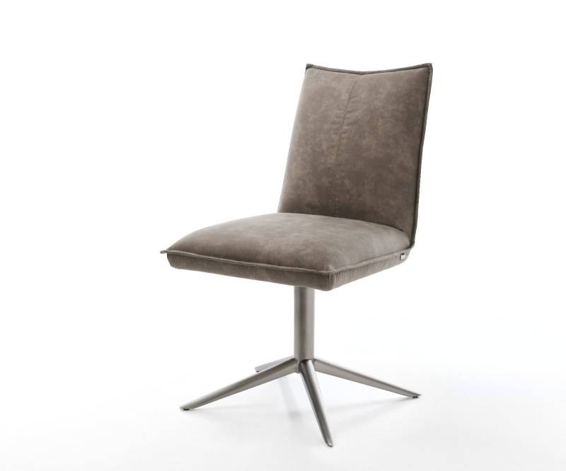 Drehstuhl Lelio-Flex Mikrofaser Taupe Vintage Fußkreuz Graphit 360° drehbar Wippfunktion Taschenfederkern von DELIFE