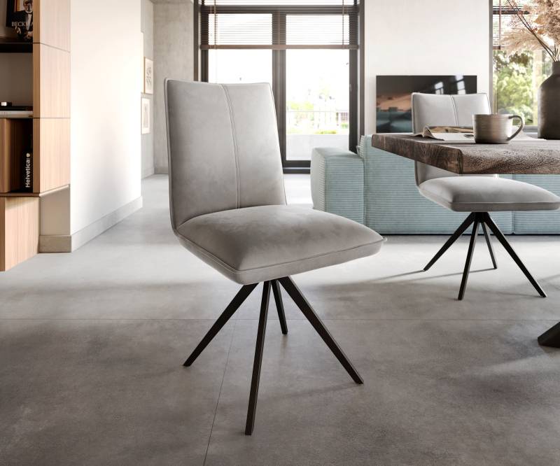Esszimmerstuhl Lelio-Flex Samt Grau Kreuzgestell breit Schwarz Taschenfederkern Esszimmerstuhl Lelio-Flex Samt Grau Kreuzgestell breit Schwarz Taschenfederkern von DELIFE