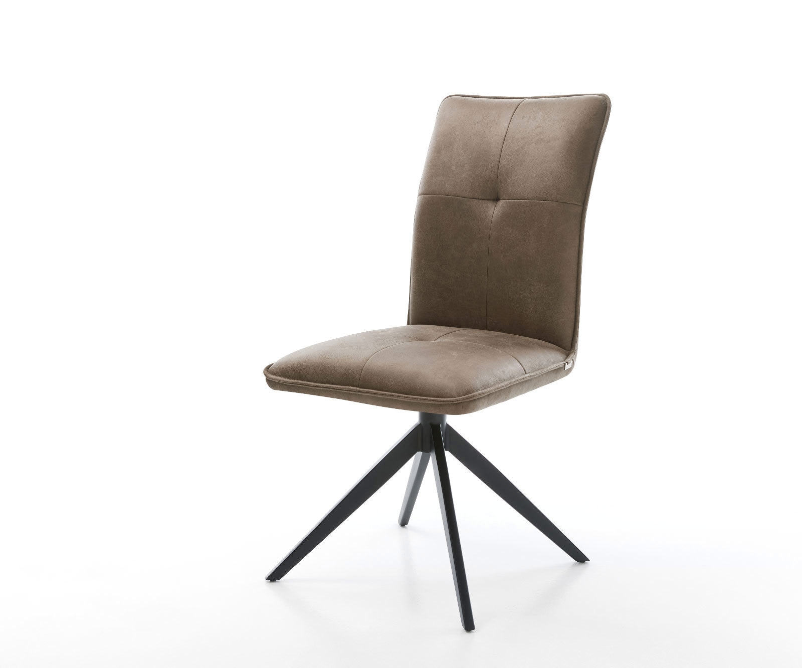 Drehstuhl Maddy-Flex Mikrofaser Taupe Vintage Kreuzgestell breit Schwarz 360° drehbar Wippfunktion von DELIFE
