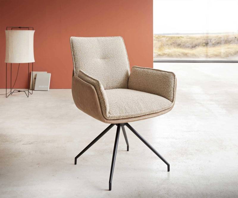 Drehstuhl Nela-Flex Materialmix Schlamm Kreuzgestell konisch Schwarz 180° drehbar von DELIFE