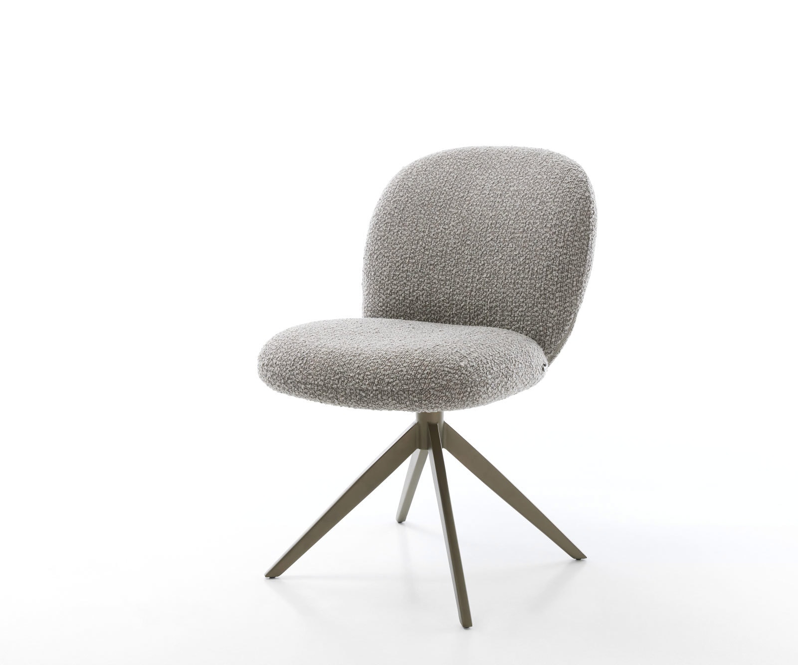 Drehstuhl Nube-Flex Bouclé Silbergrau Kreuzgestell breit Effektfinish Titan 360° drehbar Taschenfederkern von DELIFE