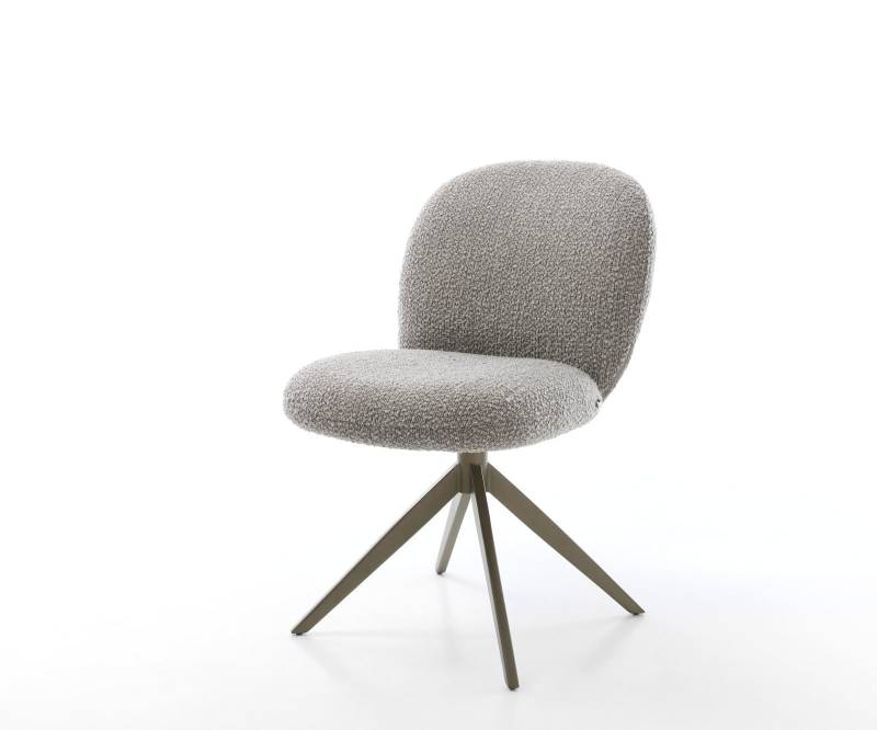 Drehstuhl Nube-Flex Bouclé Silbergrau Kreuzgestell breit Effektfinish Titan 360° drehbar Taschenfederkern von DELIFE