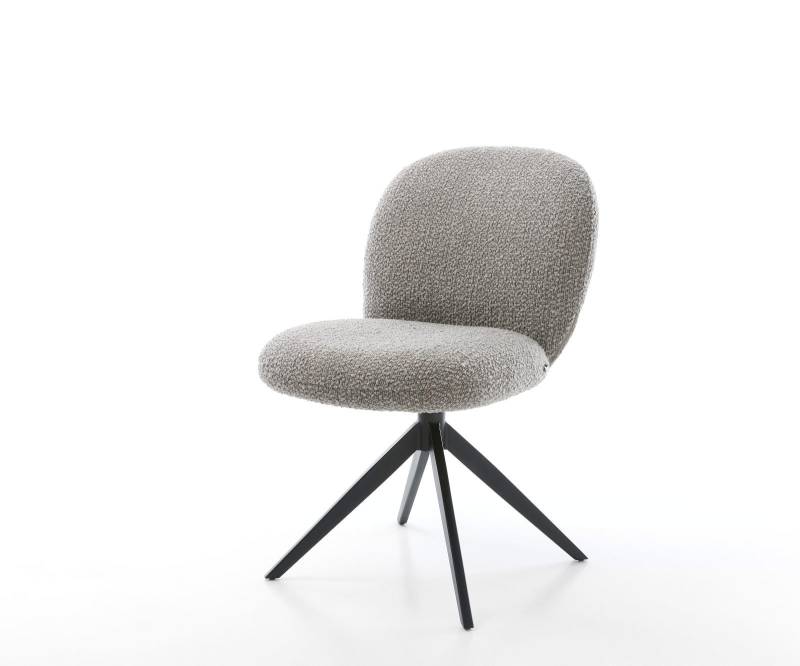 Drehstuhl Nube-Flex Bouclé Silbergrau Kreuzgestell breit Schwarz 360° drehbar Taschenfederkern von DELIFE