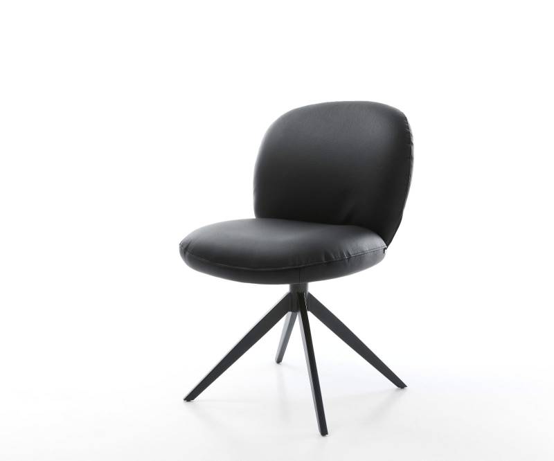 Drehstuhl Nube-Flex Echt-Leder Schwarz Kreuzgestell breit Schwarz 360° drehbar Wippfunktion Taschenfederkern von DELIFE