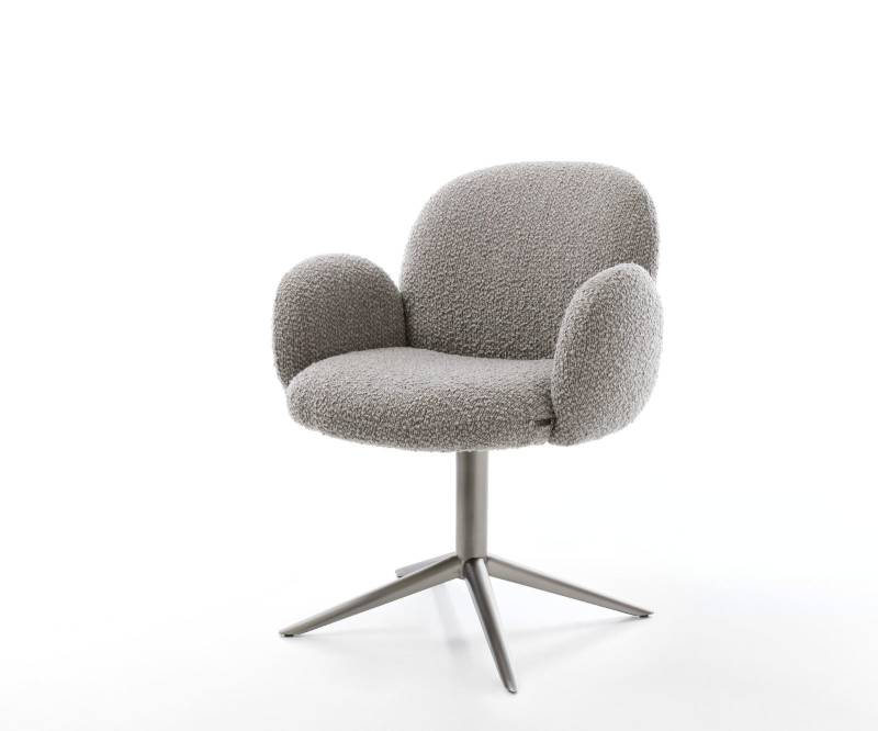 Drehstuhl Nube-Flex mit Armlehnen Bouclé Silbergrau Fußkreuz Graphit 360° drehbar Wippfunktion Taschenfederkern Drehstuhl Nube-Flex mit Armlehnen Bouclé Silbergrau Fußkreuz Graphit 360° drehbar Wippfunktion Taschenfederkern von DELIFE