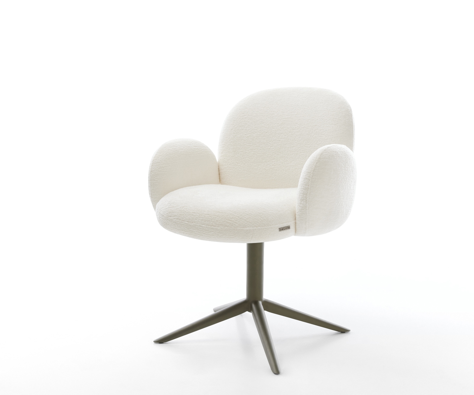 Drehstuhl Nube-Flex mit Armlehnen Bouclé Soft Beige Fußkreuz Effektfinish Titan 360° drehbar Wippfunktion Taschenfederkern Drehstuhl Nube-Flex mit Armlehnen Bouclé Soft Beige Fußkreuz Effektfinish Titan 360° drehbar Wippfunktion Taschenfederkern von DELIFE