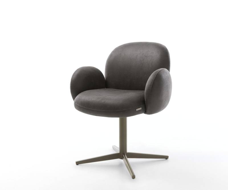 Drehstuhl Nube-Flex mit Armlehnen Mikrofaser Anthrazit Vintage Fußkreuz Effektfinish Titan 360° drehbar Taschenfederkern Drehstuhl Nube-Flex mit Armlehnen Mikrofaser Anthrazit Vintage Fußkreuz Effektfinish Titan 360° drehbar Taschenfederkern von DELIFE