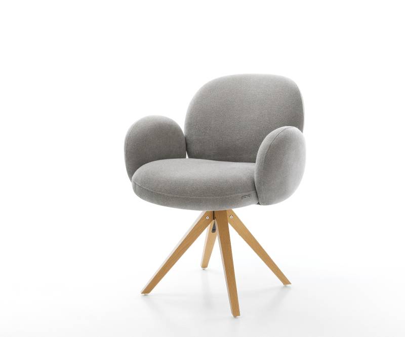 Drehstuhl Nube-Flex mit Armlehnen Strukturstoff Soft Grau Holzgestell kantig Natur 180° drehbar Taschenfederkern Drehstuhl Nube-Flex mit Armlehnen Strukturstoff Soft Grau Holzgestell kantig Natur 180° drehbar Taschenfederkern von DELIFE