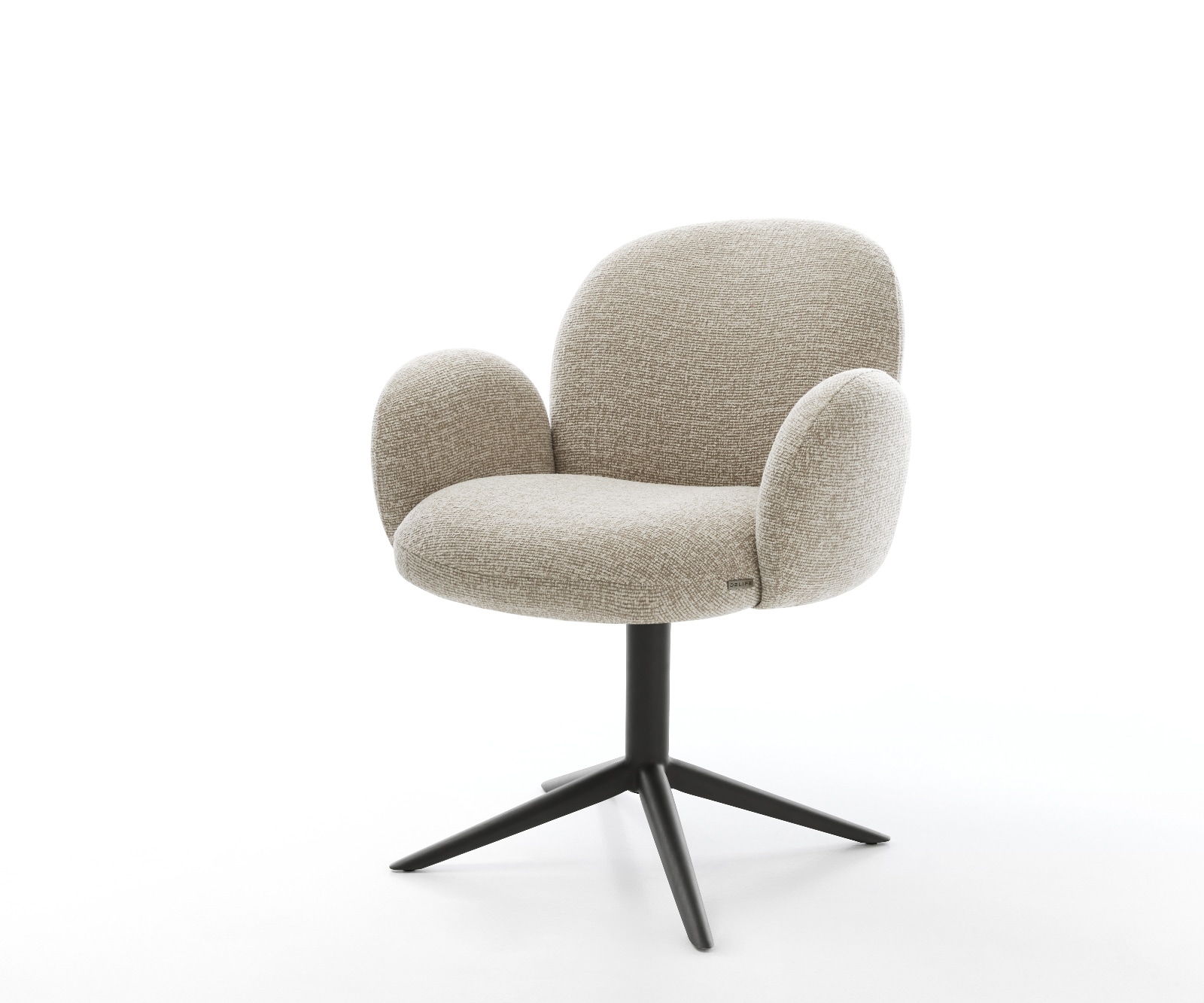 Drehstuhl Nube-Flex mit Armlehnen Webstoff Soft Beige Fußkreuz Schwarz 360° drehbar Wippfunktion Taschenfederkern von DELIFE