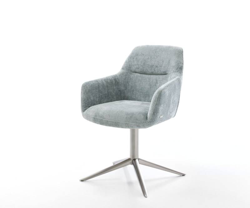 Drehstuhl Pejo-Flex Chenille Pastellblau Fußkreuz Edelstahl 360° drehbar Wippfunktion Taschenfederkern von DELIFE