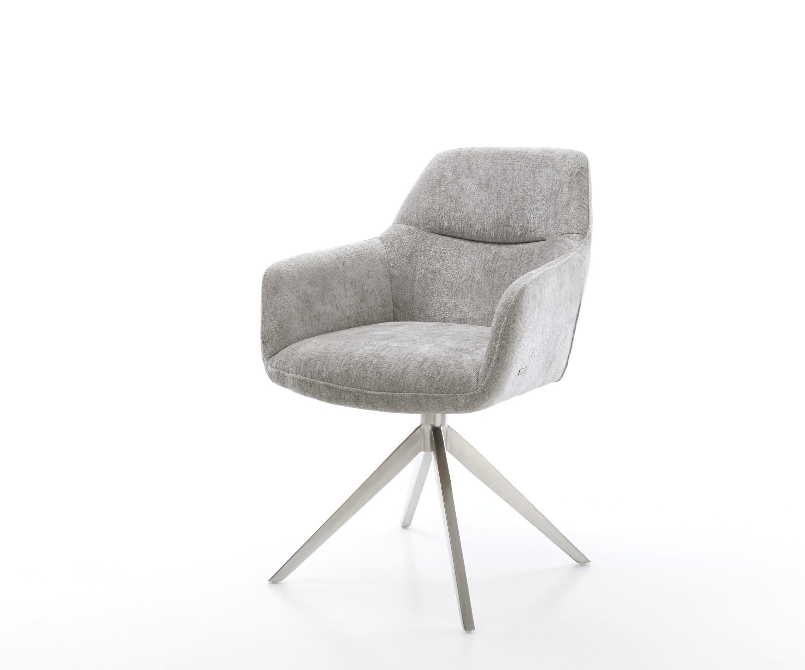 Drehstuhl Pejo-Flex Chenille Silbergrau Kreuzgestell breit Edelstahl 360° drehbar Wippfunktion Taschenfederkern von DELIFE