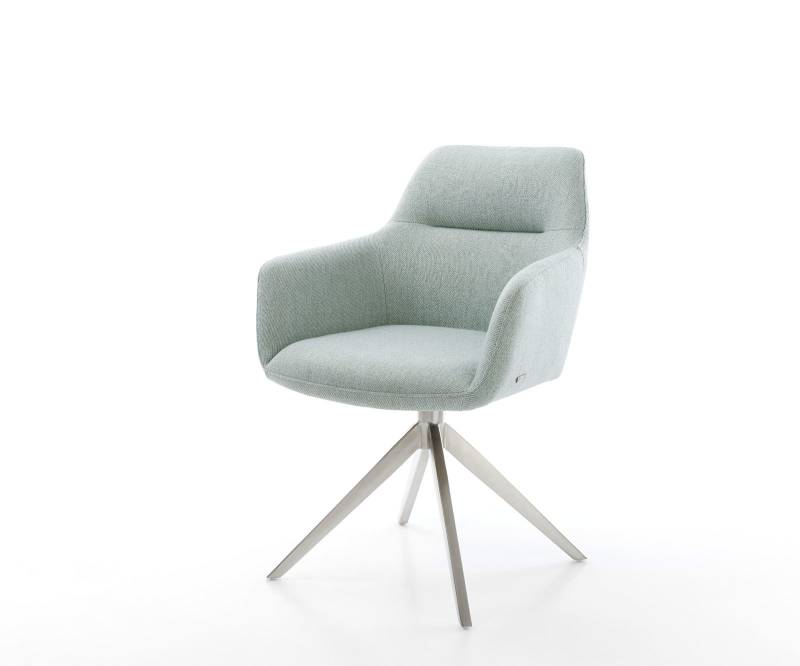 Drehstuhl Pejo-Flex Stripes Mint Kreuzgestell breit Edelstahl 360° drehbar Wippfunktion von DELIFE