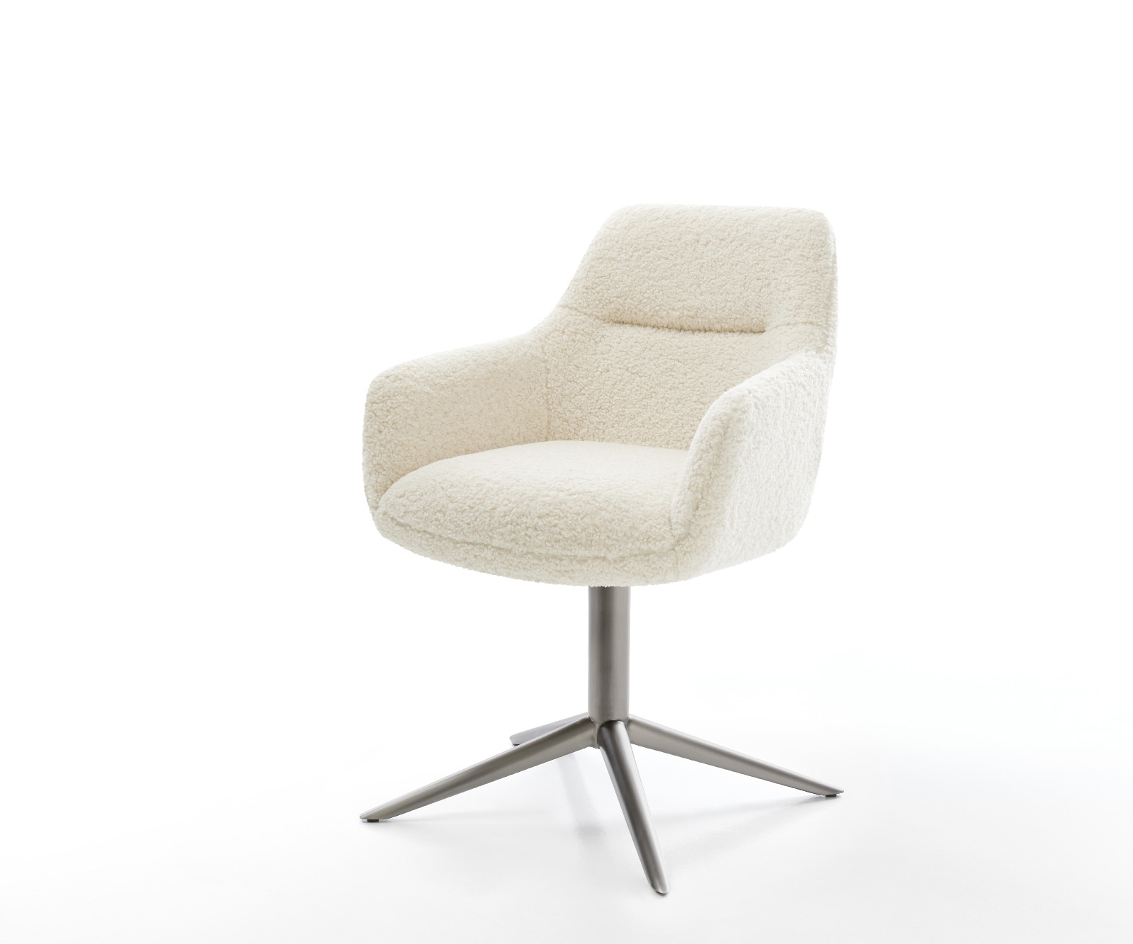 Drehstuhl Pejo-Flex Teddystoff Beige Fußkreuz Graphit 360° drehbar Wippfunktion Taschenfederkern von DELIFE