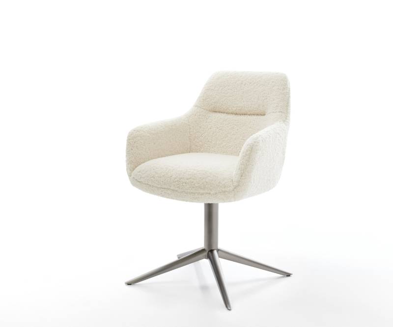 Drehstuhl Pejo-Flex Teddystoff Beige Fußkreuz Graphit 360° drehbar Wippfunktion Taschenfederkern von DELIFE