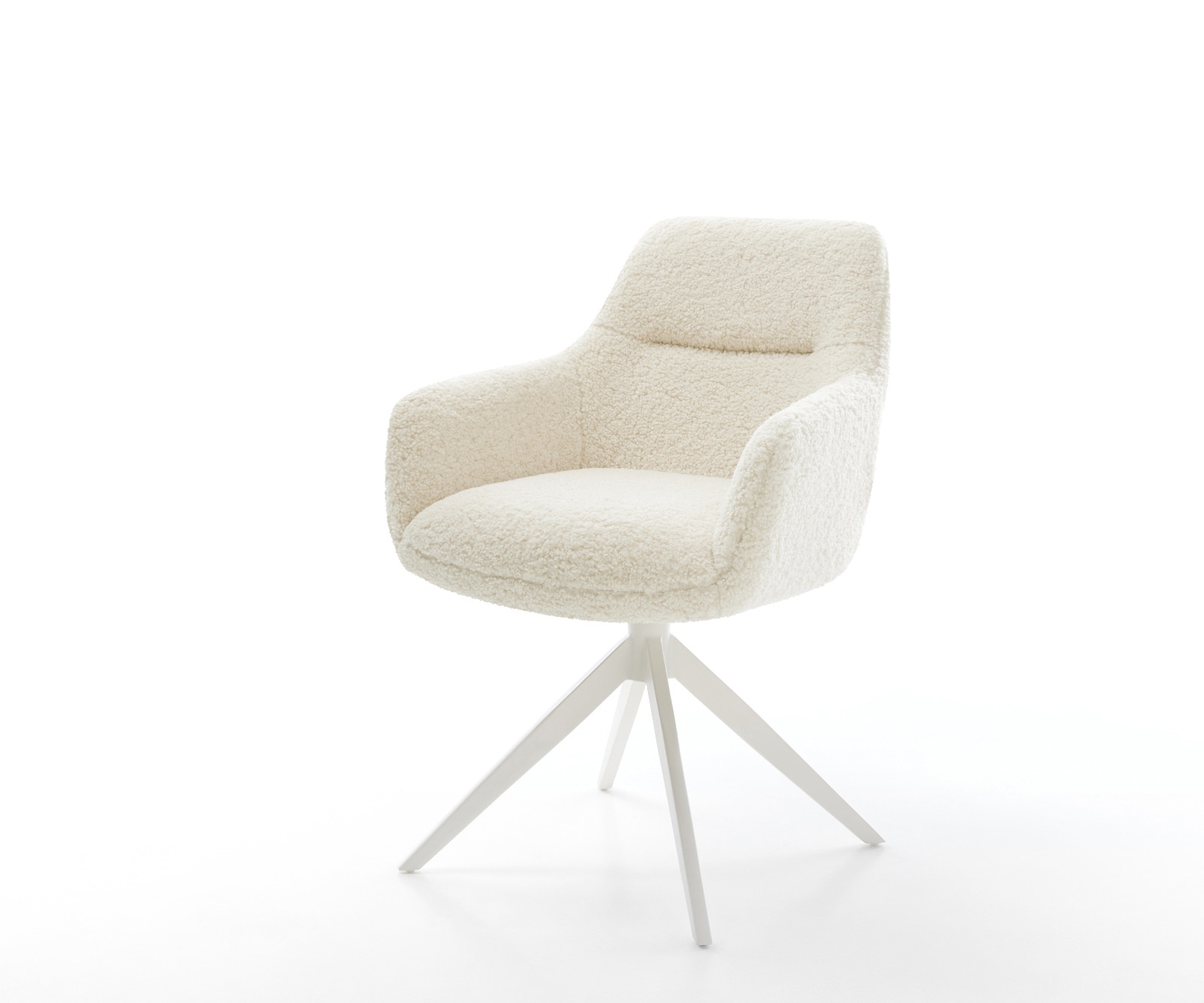 Drehstuhl Pejo-Flex Teddystoff Beige Kreuzgestell breit Weiß 360° drehbar Wippfunktion Taschenfederkern Drehstuhl Pejo-Flex Teddystoff Beige Kreuzgestell breit Weiß 360° drehbar Wippfunktion Taschenfederkern von DELIFE