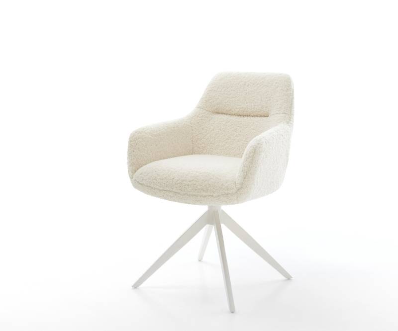 Drehstuhl Pejo-Flex Teddystoff Beige Kreuzgestell breit Weiß 360° drehbar Wippfunktion Taschenfederkern Drehstuhl Pejo-Flex Teddystoff Beige Kreuzgestell breit Weiß 360° drehbar Wippfunktion Taschenfederkern von DELIFE